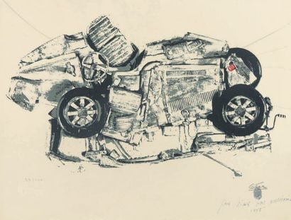 César (1921-1998) Compression de voitures de sport
Lithographie en couleurs, justifiée,...