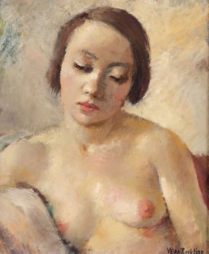 Vera ROCKLINE (1896-1934) Nu en buste Huile sur toile, signée en bas à droite. 55...