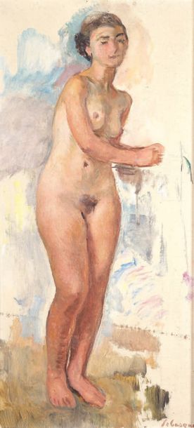 Henri LEBASQUE (1865-1937) Étude de nu
Huile sur toile, signée en bas à droite.
51...