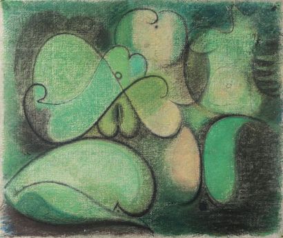André MASSON (1896-1987) Nu vert
Pastel et huile sur toile, porte une signature
André...