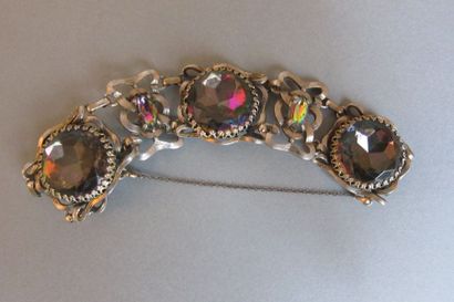 null SCHIAPARELLI : Beau bracelet en métal vieilli noirci rehaussé de cabochons facetté,...