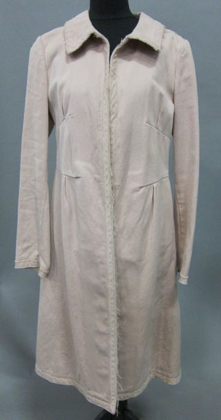 null MARNI : Manteau en coton rose poudré à finitions effilochées, petit col, deux...