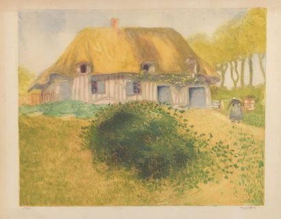 Jacques VILLON (1875 - 1963) LA FERME DE LA BENDELIERE (près Blonville, Calvados)....