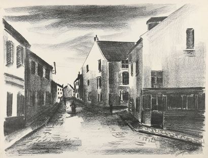 Maurice DE VLAMINCK (1876 - 1958) UNE RUE A PONTOISE (Rue de village). 1921
Lithographie...