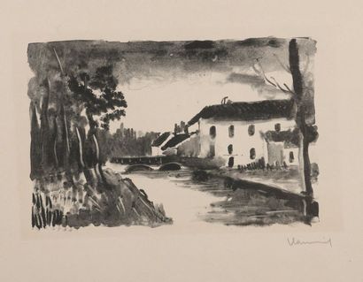 Maurice DE VLAMINCK (1876 - 1958) LE MOULIN DE LA NAZE. 1925
Lithographie sur Japon....