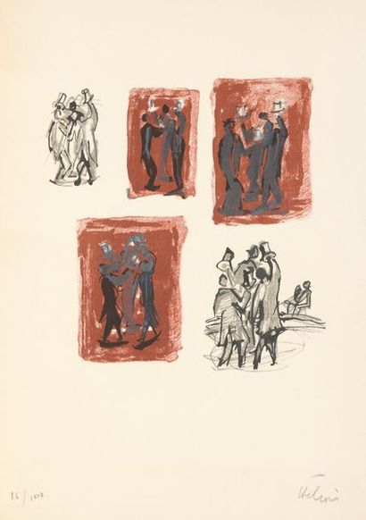 Jean HÉLION (1904-1987) [Personnages]. Lithographie. 278 x 268. [504 x 366]. Impression...