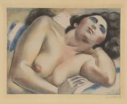 André LHOTE (1885-1962) [Femme nue étendue]. Eau-forte et aquatinte. 455 x 584. Impression...