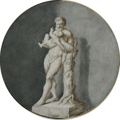 Antoine LE LOUP (Spa 1730-1802) L'Hercule Farnèse
Un faune
Paire de dessins, plume...