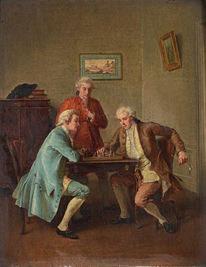 Jean Baptiste FAUVELET (Bordeaux 1819-Chartres 1883) Les joueurs d'échecs
Panneau,...