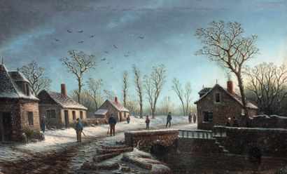 Albert LENOIR (Paris 1801-1891) Paysages d'hiver
Paire de panneaux de chêne.
L'un...