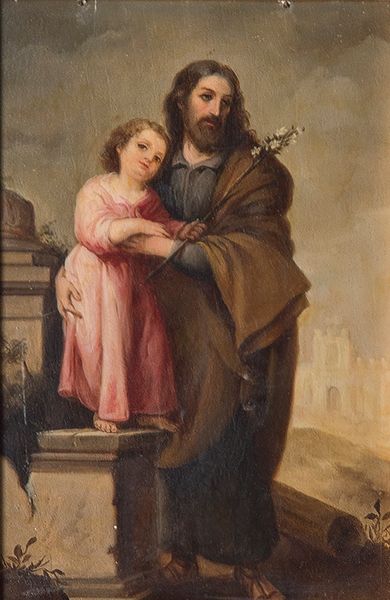COPY OF BARTOLOMÉ ESTEBAN MURILLO S. XIX - Saint Joseph with the child COPIE DE BARTOLOMÉ... Gazette Drouot