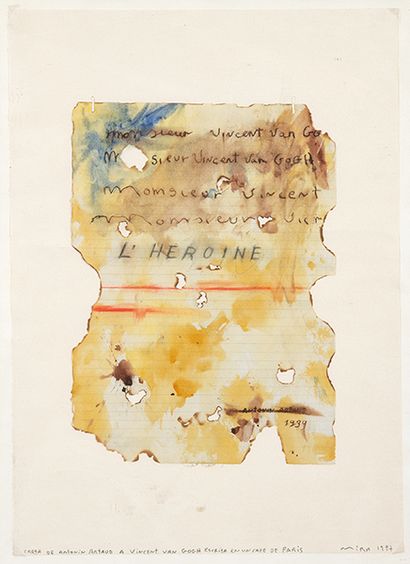 VÍCTOR MIRA - Letter from Antonin Artaud to Vincent van Gogh written in a cafe in... Gazette Drouot