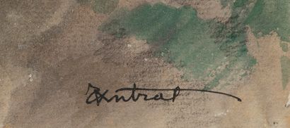  Louis Robert ANTRAL (1895-1939) 
La cour 
Aquarelle sur papier, signée en bas à...