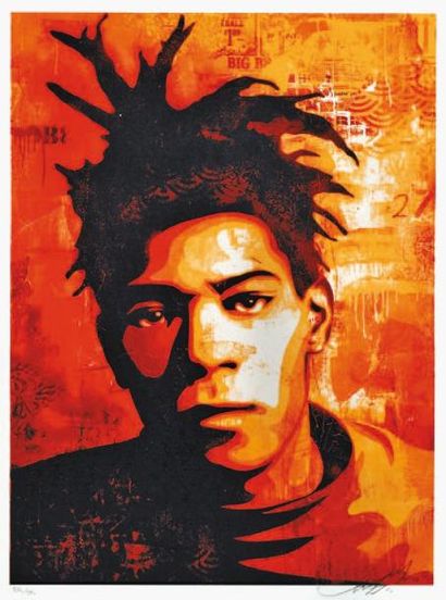 Shepard FAIREY Basquiat Sérigraphie signée et numérotée 354/450 45,5 x 61 cm Gazette Drouot