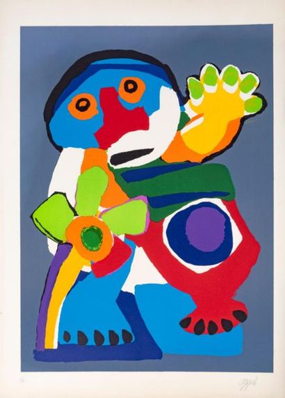 Karel APPEL (1921-2006) Figure with flower...