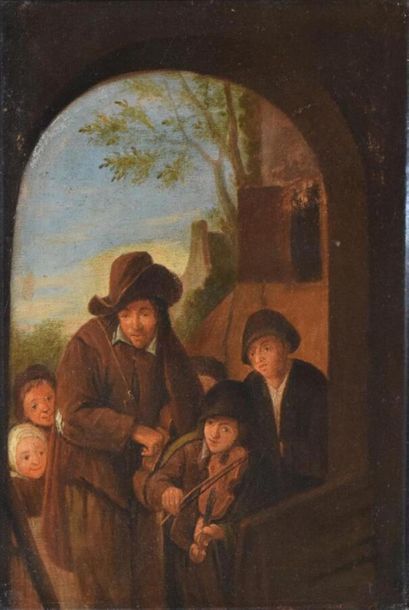  Dans le goût de l'école hollandaise du XVIIème « Les musiciens » huile sur toile...