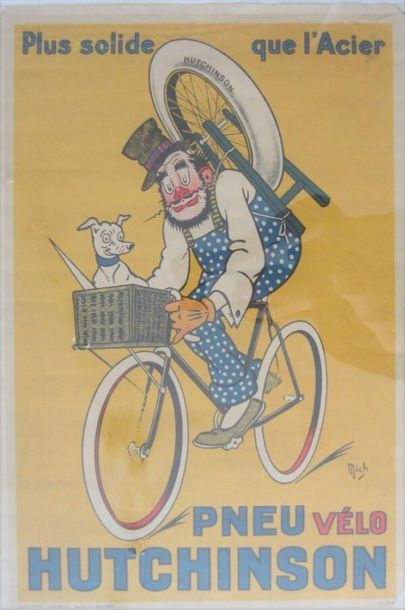  Pneu Vélo Hutchinson. Affiche par Mich.64 x 43 cm