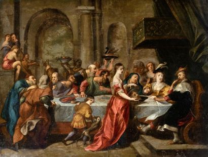 Ecole 17ème siècle. Suiveur de Pierre Paul Rubens (1577-1640) Salomé présente la...