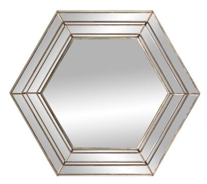  Miroir hexagonal à parcloses, les petits miroirs sur les côtés sont sertis dans...