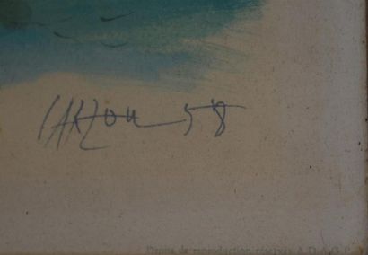  CARZOU Jean (1907 - 2000) "Bateaux à quai" gravure signée en bas à droite et datée...