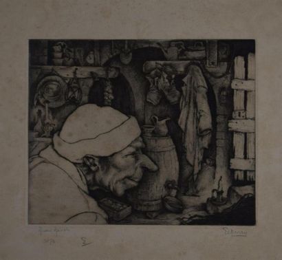  EEKMAN Nikolaas Mathijs (1889-1973) "A la cave" épreuve d'artiste signée en bas...