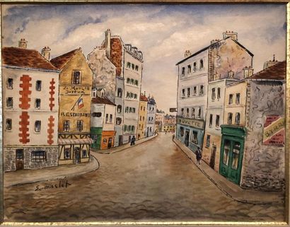MACLET Elisée ( 1881 / 1962 ) La rue du Mont...