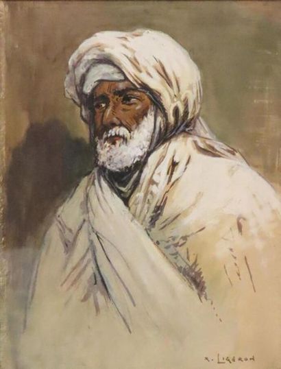 LIGERON René (1880 - 1946) « Portrait d'arabe »...