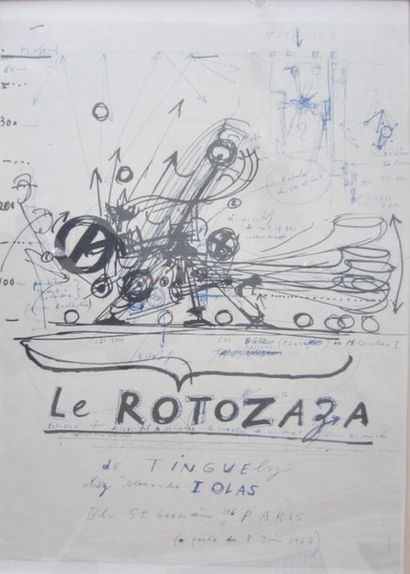  Tinguely. Affiche d'exposition chez Alexandre Iolas "Le rotozaza" 1967.65 x 48 ...