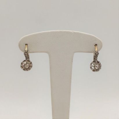  Pair of "sleeping" EARRINGS in platinum (min 800‰) and yellow gold (750‰) set with...