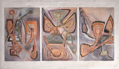 Louis MERVEIL (1927-1999) - Abstractions, 1978 Three mixed media on paper, glued...