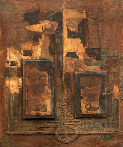 Ousseynou SARR (1949-) • Composition Technique mixte sur toile, signée en bas à droite...