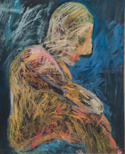 Elbio MAZET (1939- 2016) - Character, 1992 Mixed media on paper, mounted on canvas,...