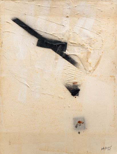 Sooky MANIQUANT (1934-2012) • Composition, 1969 Technique mixte sur papier, contrecollée...