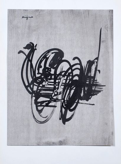 Ladislas KIJNO (1921-2012) • Composition,1960 Crayons de couleurs sur papier, signé...