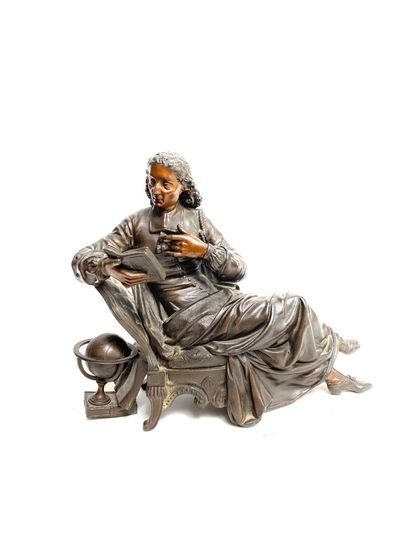  Bossuet young man, reading. 
Sculpture in patinated regule. 
Height : 27 cm 
Width...