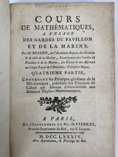  Course of mathematics for the use of the guards of the flag and the navy by M. Bezout....