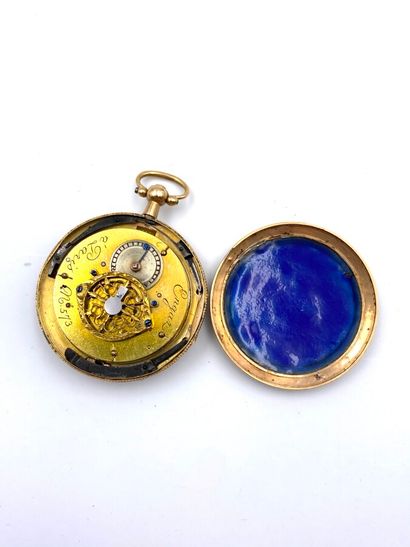  130 bis ENGAZ NECK WATCH in yellow gold (750 thousandths) gadrooned and decorated...