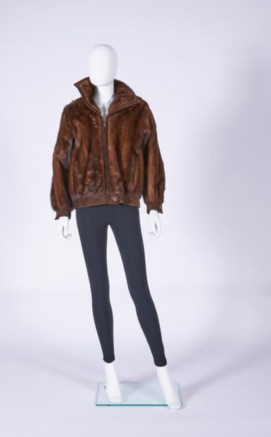 JEANNE NATAF 
Zipped jacket in mink and chocolate...