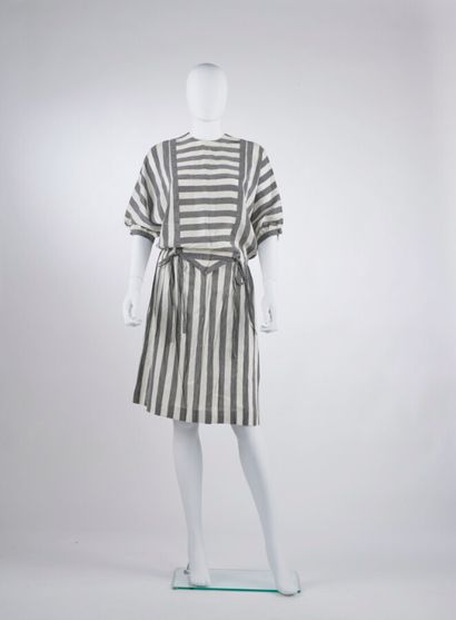 TED LAPIDUS - 1970s/80s 
White and grey striped...
