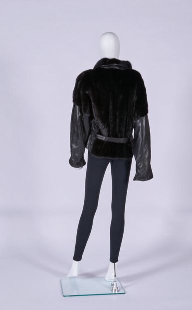  A L'HERMINE ROYAL X PATRICE ALIN D'ESTY - 1980s 
Jacket in dark mink and black leather,...