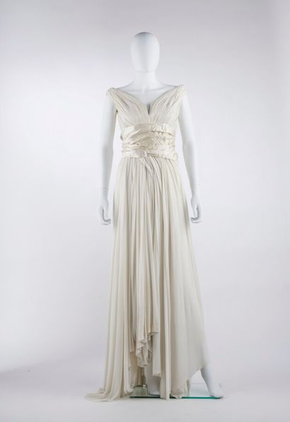  MICHEL GOMA HAUTE COUTURE - 1959 
Ivory silk jersey draped evening gown with whalebone...