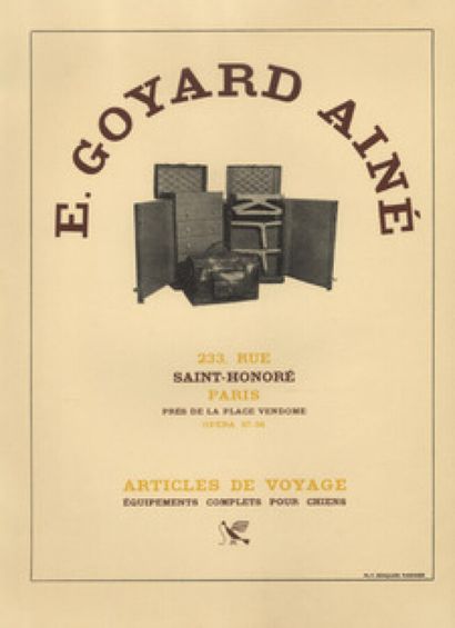  GOYARD, circa 1945/50 
MALLE ARMOIRE en Goyardine, cuir loziné, hêtre, garnitures...