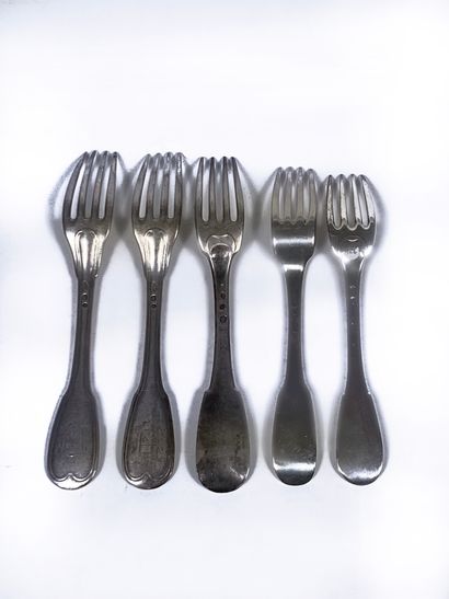 Pair of silver forks( 925 ‰), net model,...