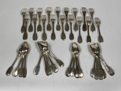  Set of 18 silver cutlery (925 ‰), filet...