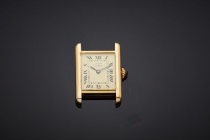  MUST by CARTIER Rectangular watch, "Tank" model in gilt silver (925‰). Cream dial,...