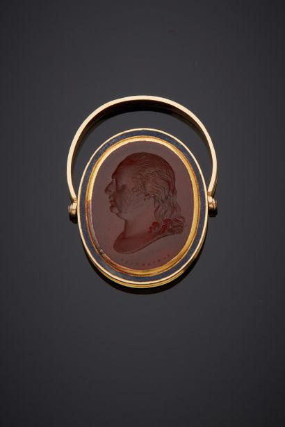 Giovanni Antonio SANTARELLI (1758-1826) BAGUE pivotante en or jaune (750‰) orné d'une...