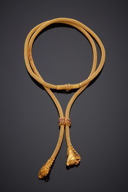 LALAOUNIS SAUTOIR in yellow gold (750‰) with braided tubular mesh, held by a sliding...