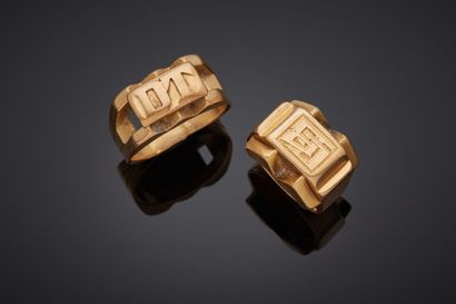 Two pink gold (750‰) monogrammed 