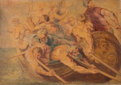 Dans le goût de Pierre Paul Rubens (1577-1640) La barque de Charon Huile sur papier...