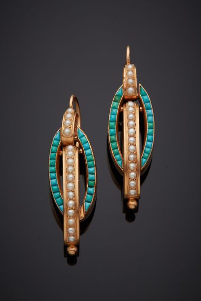 Pair of EARPENDANTS with two interlocking...